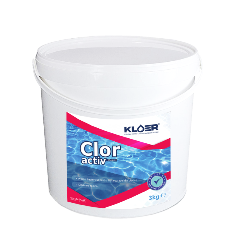 Clor activ granule Kloer, pentru apa piscina, 3 kg Clor activ granule Kloer, pentru apa piscina, 3 kg