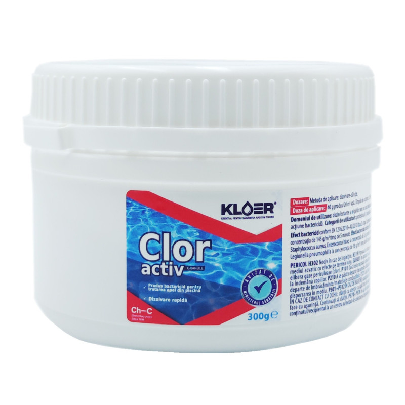 Clor activ granule Kloer, pentru apa piscina, 300 g Clor activ granule Kloer, pentru apa piscina, 300 g