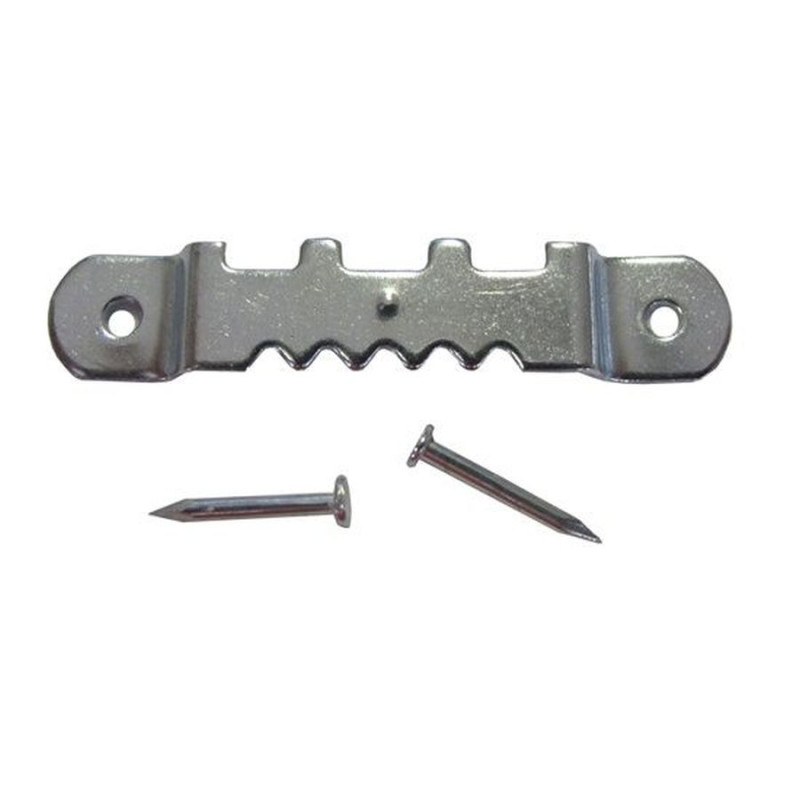 Agatatori cu dinti, pentru tablou, otel, zincat argintiu, 40 x 6 mm + cuie, set 10 bucati