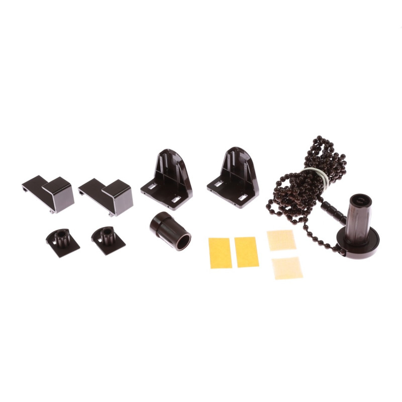 Accesorii clemfix, Lariana, pentru prindere rulou textil, maro, 17.5 mm, set complet