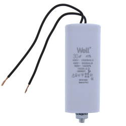 Condensator pentru motoare 400V, Well, 30 microfarazi, cu fir
