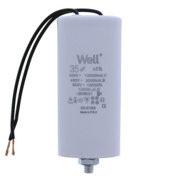 Condensator pentru motoare 400V, Well, 35 microfarazi, cu fir