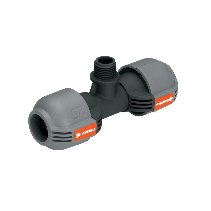 Conector T Gardena 02787-20, 25 mm, cu filet exterior, plastic, 3/4 inch Conector T Gardena 02787-20, 25 mm, cu filet exterior, plastic, 3/4 inch