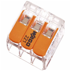 Conector Wago 221-413, compact, 3 fire, 0.02-4 mmp, set 50 bucati