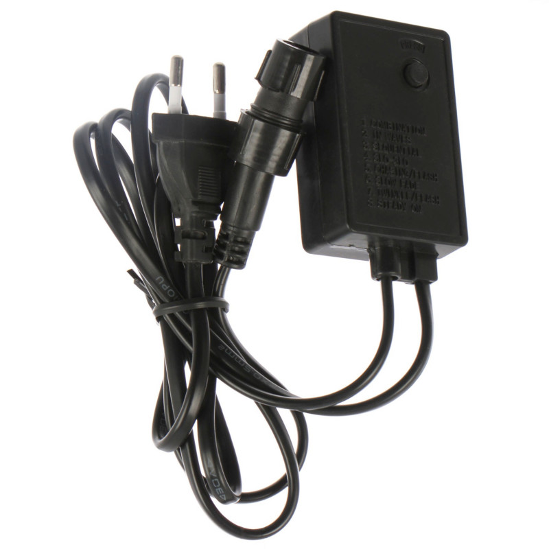 Controler Hoff pentru cablu luminos cu LED de maxim 10 metri, 8 jocuri de lumini, negru