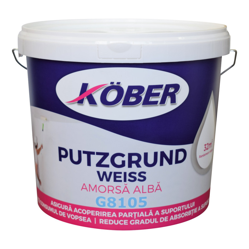 Amorsa perete Kober Putzgrund Weiss G8105, interior / exterior, 4 L