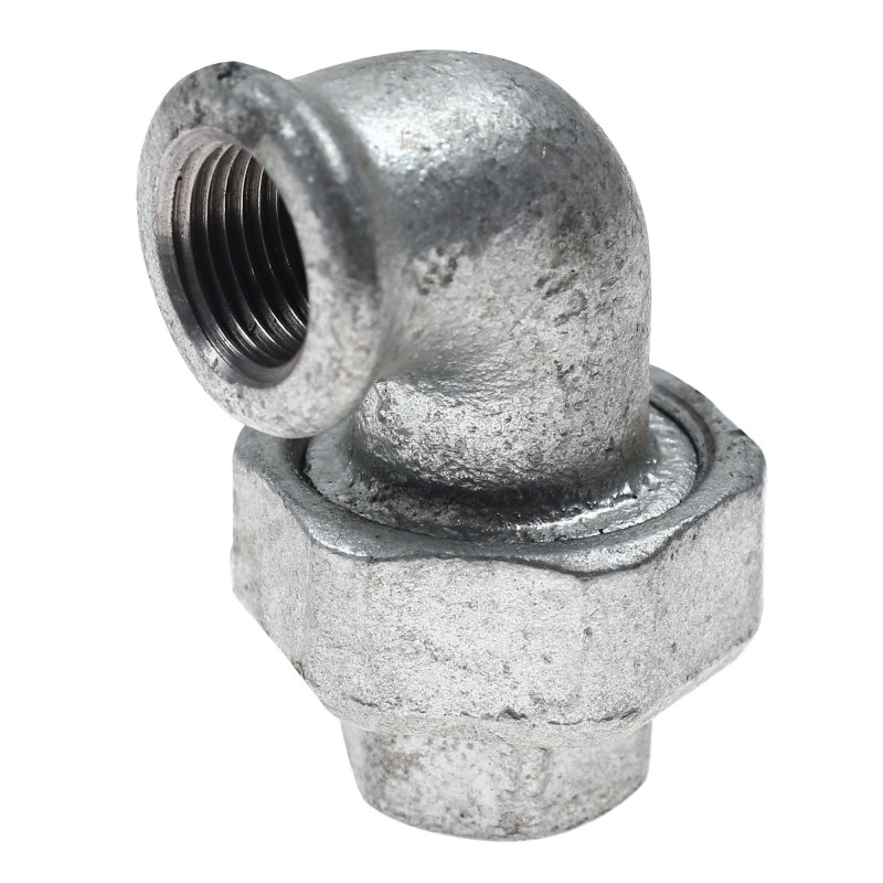 Cot cu racord olandez 95, fonta zincata, FI - FI, 1/2"