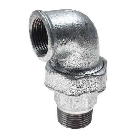 Cot cu racord olandez 97, fonta zincata, FI - FE, 1/2"