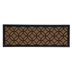 Covor intrare exterior Bali Circle, 25 x 75 cm, polipropilena, maro + negru, dreptunghiular