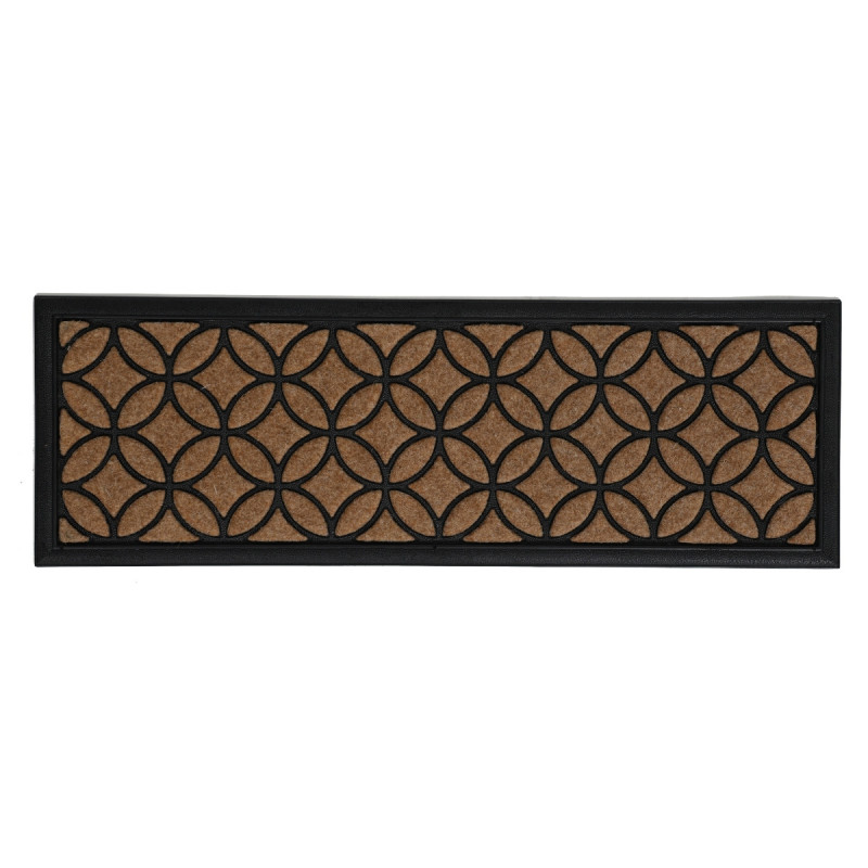 Covor intrare exterior Bali Circle, 25 x 75 cm, polipropilena, maro + negru, dreptunghiular