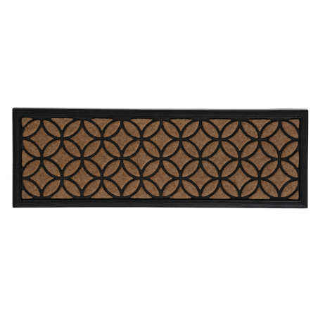 Covor intrare exterior Bali Circle, 25 x 75 cm, polipropilena, maro + negru, dreptunghiular
