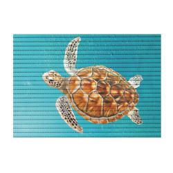 Covoras baie Friedola 23093, model testoasa, albastru / maro, 48 x 80 cm