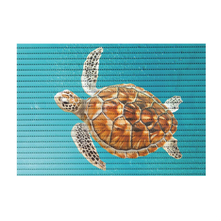 Covoras baie Friedola 23093, model testoasa, albastru / maro, 48 x 80 cm