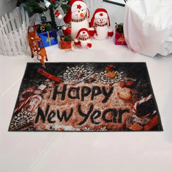Covoras Craciun Brillant Happy New Year, 60 x 90 cm, poliester, multicolor, dreptunghiular