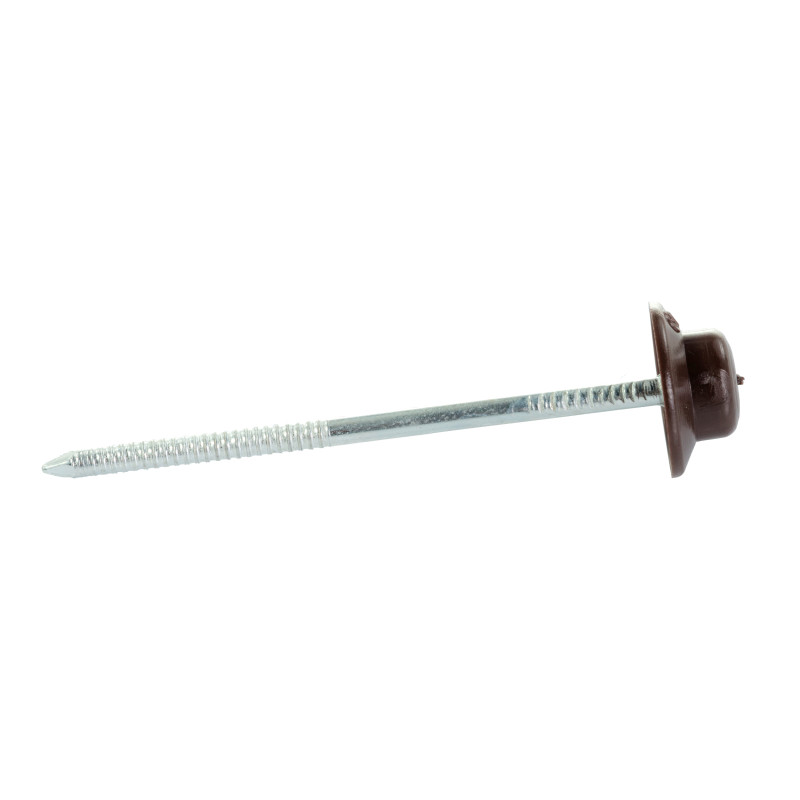 Cuie cu garnitura pentru placi ondulate bituminoase, Onduline, maro, punga 100 buc Cuie cu garnitura pentru placi ondulate bituminoase, Onduline, maro, punga 100 buc