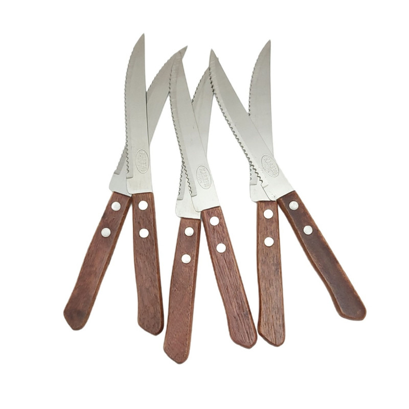 Cutit 30600031, lemn, cu maner, 11.5 cm, set 6 bucati