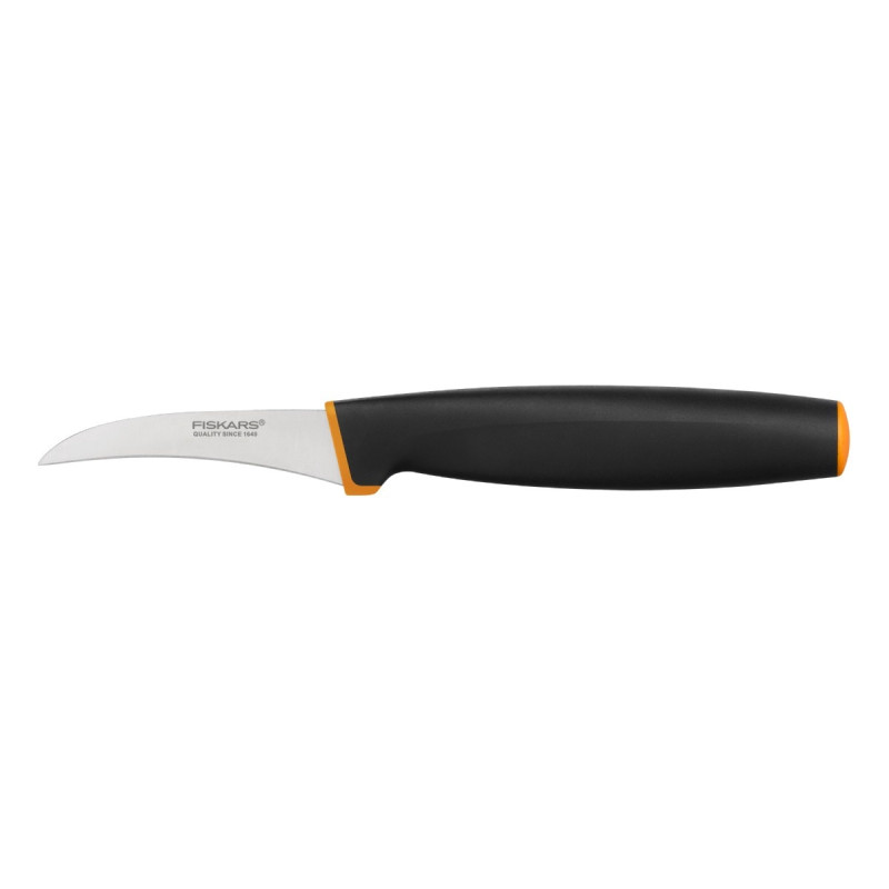 Cutit pentru curatat Fiskars Control+, otel inoxidabil, negru + portocaliu, 7 cm