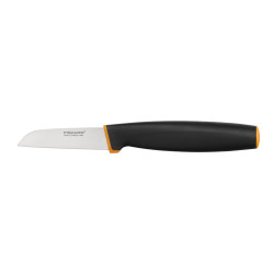 Cutit pentru curatat Fiskars Control+, otel inoxidabil, negru + portocaliu, 8 cm