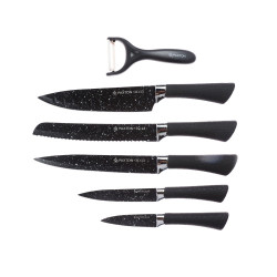 Cutite Paxton ER-0157 + ustensile bucatarie, inox, negru, set 6 bucati