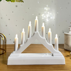 Decoratiune arc cu lumanari Hoff, 7 LED-uri, lumina calda, H 13 cm, alimentare baterii