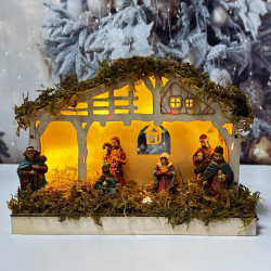 Decoratiune casa de Craciun Hoff, 5 LED-uri, lumina calda, H 19.2 cm, alimentare baterii