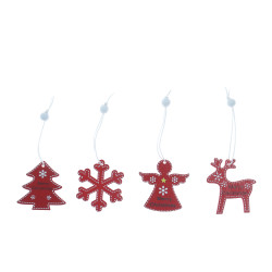 Decoratiune Craciun, 4 modele, rosu + alb, 13 cm, AK9221021, set 12 bucati