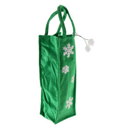 Decoratiune Craciun, cu fulgi de zapada, poliester, verde + alb, 25 x 10 cm, SYWZA-0821122