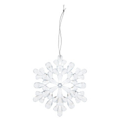 Decoratiune Craciun, fulg de zapada, transparent, 11 x 1.2 x 12.5 cm, set 3 bucati, SYDD-0317