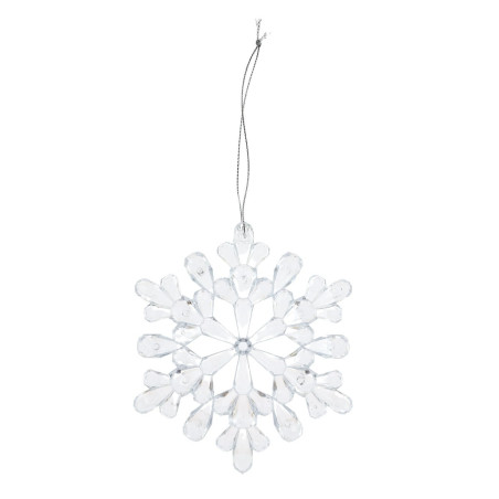 Decoratiune Craciun, fulg de zapada, transparent, 11 x 1.2 x 12.5 cm, set 3 bucati, SYDD-0317