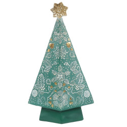 Decoratiune Craciun, model bradut, verde + auriu + alb, 21.7 x 8.8 x 38.2 cm, AK03X24070