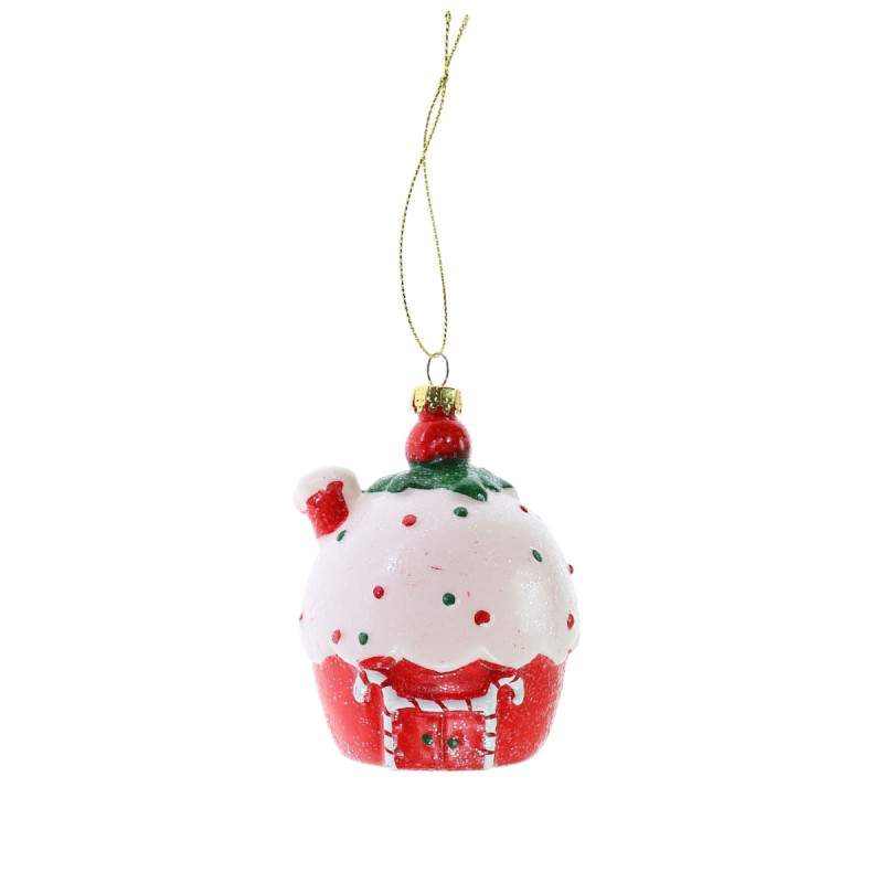 Decoratiune Craciun pentru brad AK7523118, casa de turta dulce, plastic, 7.2 x 9 cm