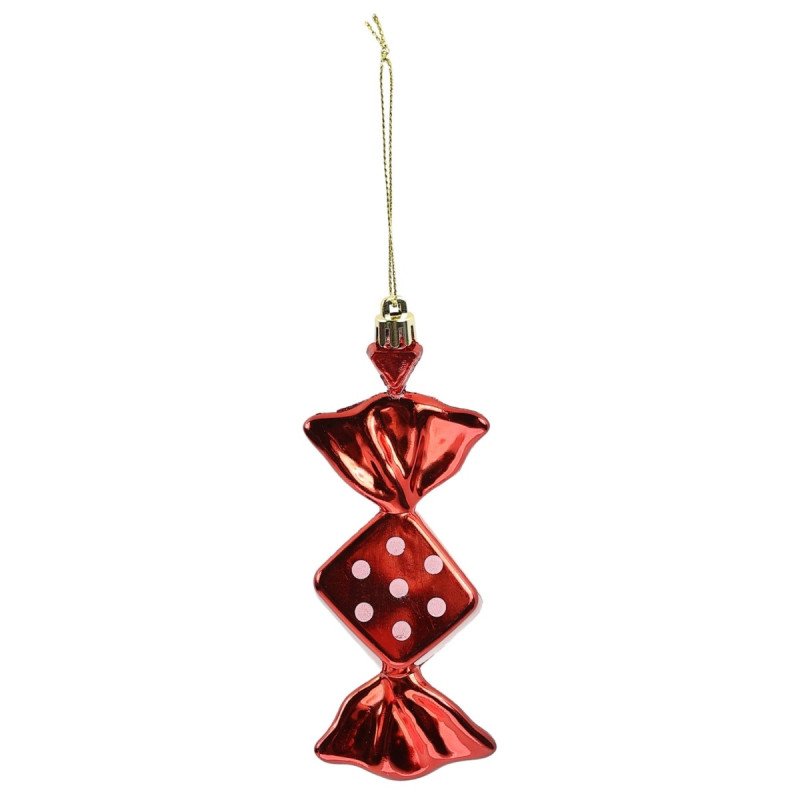 Decoratiune Craciun, tip bomboana, rosie, 5 x 14 cm, 66660002