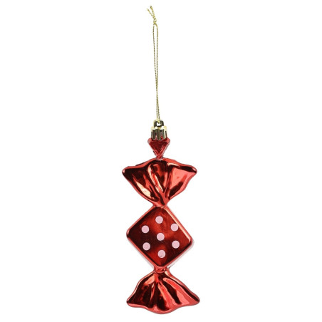 Decoratiune Craciun, tip bomboana, rosie, 5 x 14 cm, 66660002