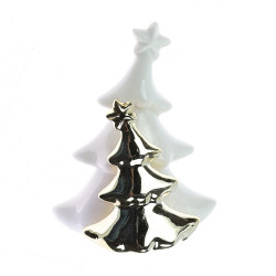 Decoratiune Craciun, tip bradut, alb + auriu, 12 cm, AK33X24079