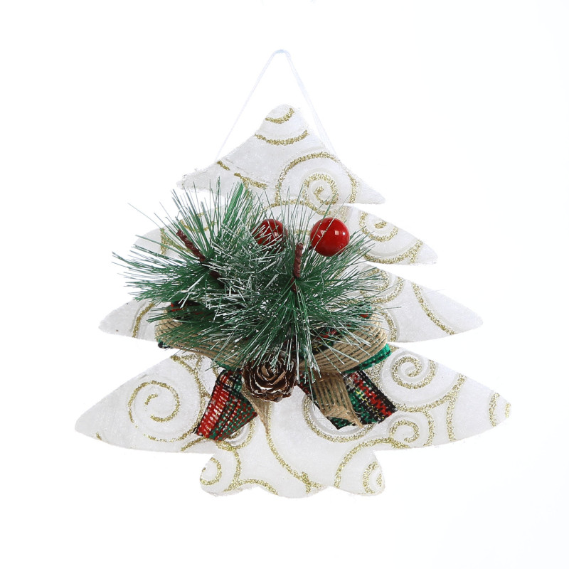 Decoratiune Craciun, tip bradut, alb + verde, 13 x 15 cm, SYXHP-2819158