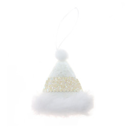 Decoratiune Craciun, tip caciulita, alb, 10 cm, SYWWTSB-6621124