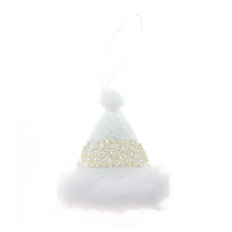 Decoratiune Craciun, tip caciulita, alb, 10 cm, SYWWTSB-6621124