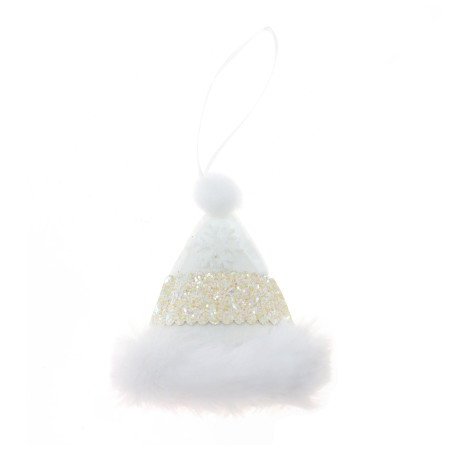 Decoratiune Craciun, tip caciulita, alb, 10 cm, SYWWTSB-6621124