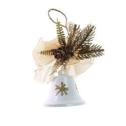 Decoratiune Craciun, tip clopotel, alb, 6.5 cm, SYLD-WYM-2303014