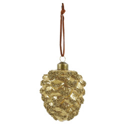 Decoratiune Craciun, tip con, auriu, sticla, 9.7 cm, 66780017