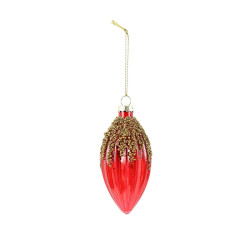 Decoratiune Craciun, tip con, rosu + auriu, 5 x 5 x 10.6 cm, 66780011