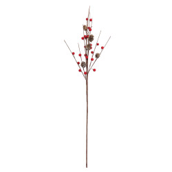 Decoratiune Craciun, tip crenguta, maro + rosu, 67 cm, SYHHD-0322004
