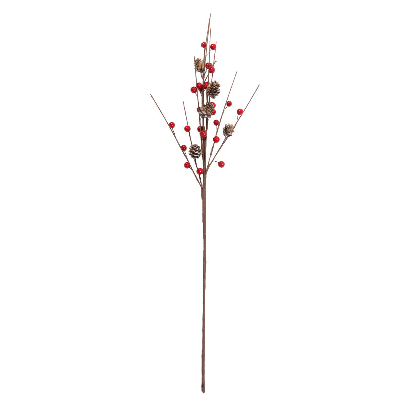 Decoratiune Craciun, tip crenguta, maro + rosu, 67 cm, SYHHD-0322004
