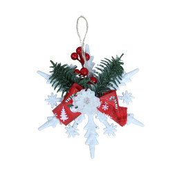 Decoratiune Craciun, tip fulg de zapada, alb, 13 cm, SY23YKL-WYM-0002