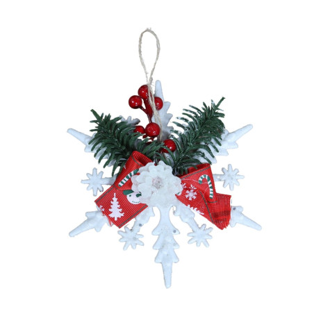 Decoratiune Craciun, tip fulg de zapada, alb, 13 cm, SY23YKL-WYM-0002