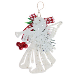 Decoratiune Craciun, tip ingeras, plastic + spuma, alb + verde + rosu, 9.5 x 11 cm,  SY23YKL-WYM-0014