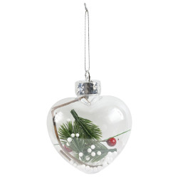 Decoratiune Craciun, tip inima, alb + rosu + verde, plastic, 11 cm, SYDD-0318