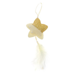 Decoratiune Craciun, tip stea, alb + auriu, 23 cm, SYWWTSB-6621174