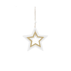 Decoratiune Craciun, tip stea, alb + maro, 12 cm, D261405