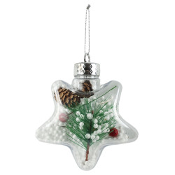 Decoratiune Craciun, tip stea, alb + rosu + verde, plastic, 11 cm, SYDD-0324